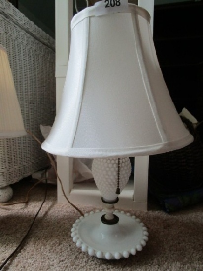 Milk Glass Beaded Wide Body Design Desk Lamp w/ Shade