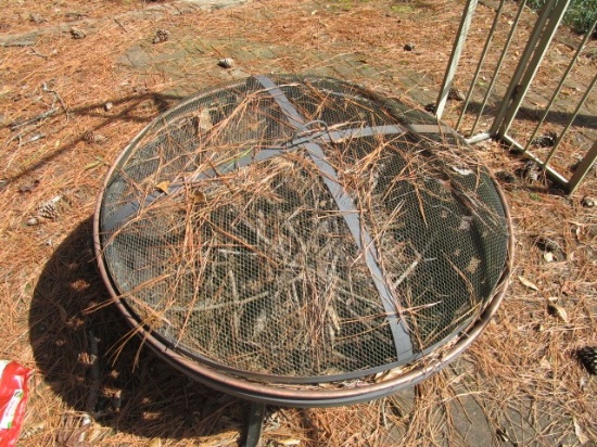 Cast Iron Black Fire Pit w/ Cover, Loop Handles, Diamond Pattern Sides