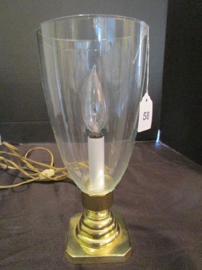 Wide Glass Top Brass Plate Lamp
