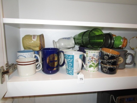 Shelf Lot - Mugs & Cups, Various Types/Designs/Etc.