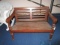 Wooden Child's Bench w/ Carved Floral Ladder Back, Spindle Columns