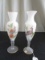 NOLEANS GLASS- JAPAN 1950'S-Pair - Milk-To-Clear w/ Bird Transfer Motif, Twist Stem