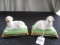 Chelsea House Italy Pair - Ceramic Lambs on Gilted Trim Cushions