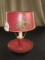 Red/Gilted Faux Candle Light Metal, Basket, Acanthus Leaf Design