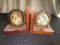 Pair - Spinning Globes Wood Base Book Ends