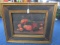 Rose/Peaches Scene in Basket Print in Ornate Wood Frame Gilted/Matt