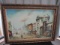 Oil on Canvas Victorian Mexican Street Scene in Ornate Cut/Curved Wood Frame