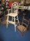 Vintage Child's Dining Chair Wooden Slat Back w/ Bow Front w/ Step 39