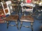 Pair - Black Wooden Chairs w/ Rose/Leaf Motif Top, Spindle Backs/Legs Ornate Transfer Trim