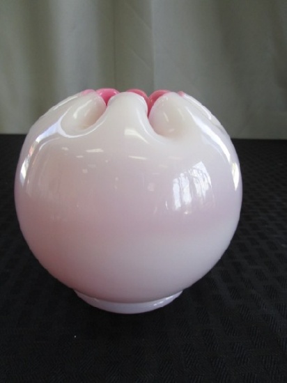 Vintage Fenton Rose Bowl Crimped Rim