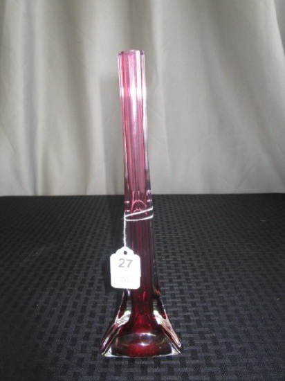 Pink/Clear Rimmed Tin Body Vase Triangle Base