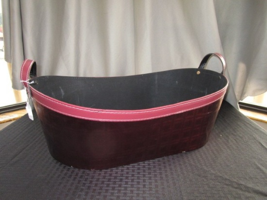 Red Sequin Fabric Basket Oval w/ Handles