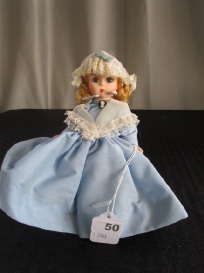 Madame Alexander "United States" Doll Plastic Face/Feet Cloth Body Blue Dress w/ Stand