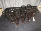 Dark Amber Glass Scallop/Arched Lot - 4 Wine Glasses 6