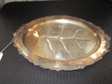 Silverplate Meat Tray w/ Blood Tree Ornate Primrose Trim by Sheridan Silversmiths