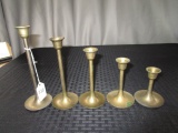 Lot - 5 Interpur Brass Candle Holders Various Heights