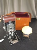 Polaroid Land Camera Model 95A Vintage w/ Flash/Lens Cap in Brown Leather Carry Case