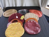 Vintage Bag Lot - Fabric Bags, 2 w/ Wooden Handles, Various Colors, Etc.