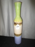 Ceramic Green/Brown/Blue Glazed Narrow Top Vase