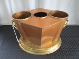 Copper Base 2 Handles, 2 Side Holders/Organizers, Diamond Design Top Oval Base