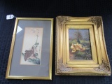 Lot - Asian Print Birds w/ Flower by Matumoto in Gilted Frame/Matt