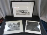 Lot - 3 Pictures in Black Wood Frames