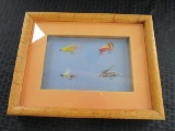 Wooden Frame Shadow Box w/ Fishing Lures Center