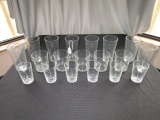 Lot - Paul Revere Glass Tea Set, Wave Design, 8 Tumblers, 5 Whiskey, 6 Cups