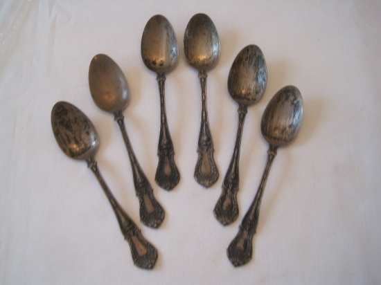6 Sterling Classic Design Teaspoons Back Stamped Patent Applied For w/ Monogram "A"