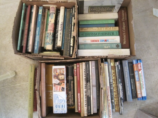 Lot - 3 Boxes Misc. Books House Plants, Medical Self Help, Decorating, Etc.