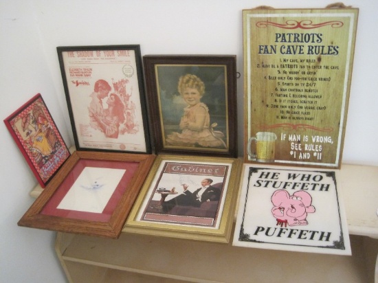 Lot - Novelty Plaques, Framed Prints, "The Shadow Of Your Smile", Etc.