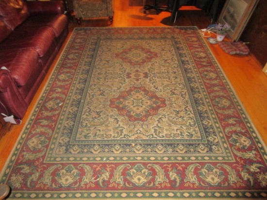 Ornate Imperial Design Floor Rug Green/Red