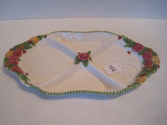 Royal Albert Old Country Roses Seasons of Color 4 Part Relish Dish Tab Handles