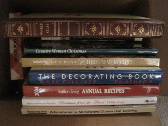 Lot - Southern Living, Christmas Recipes, World Atlas Decorating & Other Books