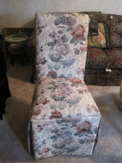 Claremont Furniture Inc. Parson Floral Upholstered Chair w/ Pleated Skirt