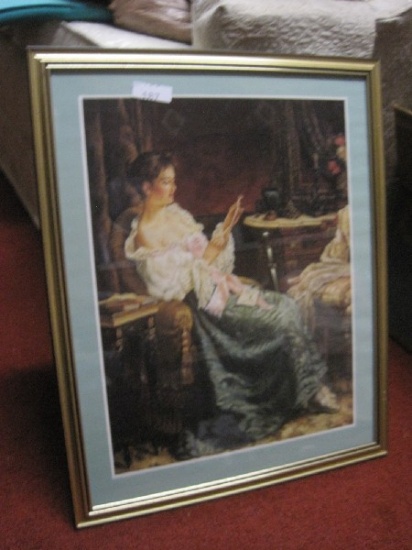 Framed Print Woman Reading Letter Gilded Frame