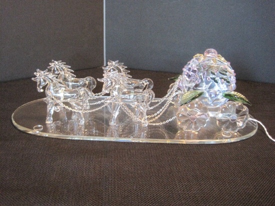 Elegant Crystal 4 Horse Drawn Flower Carriage