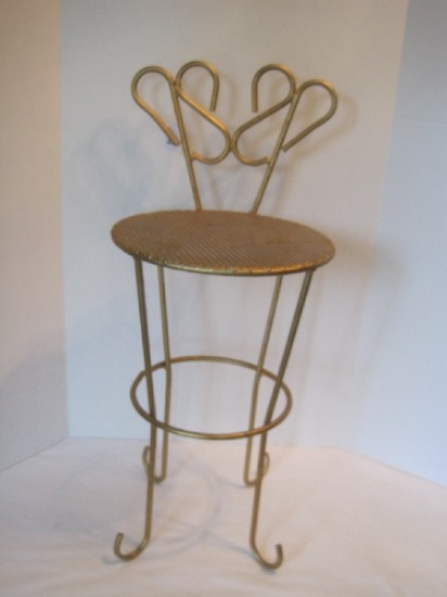 Wrought Iron Vanity Style w/ Scroll Design Back & Gilded Patina
