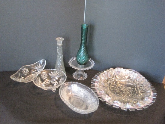 Lot - Pressed Glass Prescut Duncan Miller Sandwich Pattern, Candlewick, Etc.