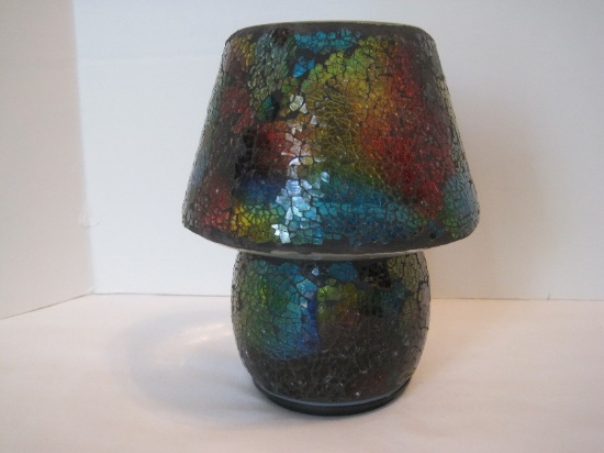 Vivid Mottled Colors Craqurelure Design Mini Accent Lamp w/ Battery Powered Lights