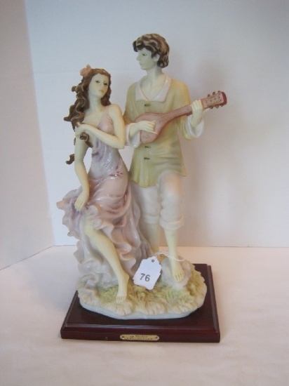 La Verona Collection Resin Statuette Beau Courting Maiden on Cherry Finish Base w/ Plaque