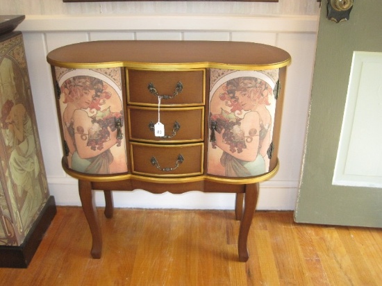 River of Goods Artistic Designs Cabinet Features 3 Bow Front Center Drawers