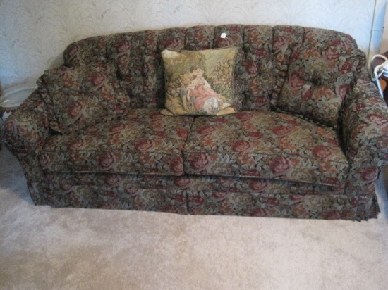 Fortress Inc. Floral/Foliage Upholstered Sofa w/ Tufted Diamond Back