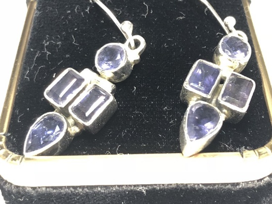 Silver Lolite Gemstone Earrings