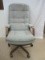 La-Z-Boy Executive Desk Chair on Casters w/ Tufted Upholstered Back/Seat & Wood Trim