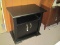 Black Finish Contemporary Media T.V. Cabinet w/ Brass Patina Pulls