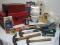 Lot - Tool Boxes, Misc. Paint Brushes, Dust Masks, Speed Roller, Wall Paper