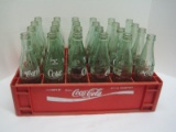 Lot - 24 Green Glass Coca-Cola Coke 10fl.oz. Bottles w/ Plastic Divided Carrier Case