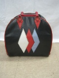 Vintage Triple Diamond Pattern Bowling Bag w/ Ball & Shoes