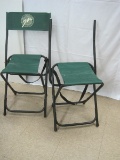 2 McLeod Landscape Architects Folding Chairs Black Metal Frame w/ Tote Strap